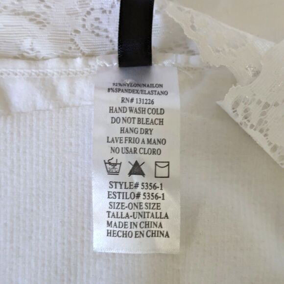 Y2K Womens One Size White Lace Babydoll Cami Tank Top Ruched Romantic Fairy - Picture 5 of 7